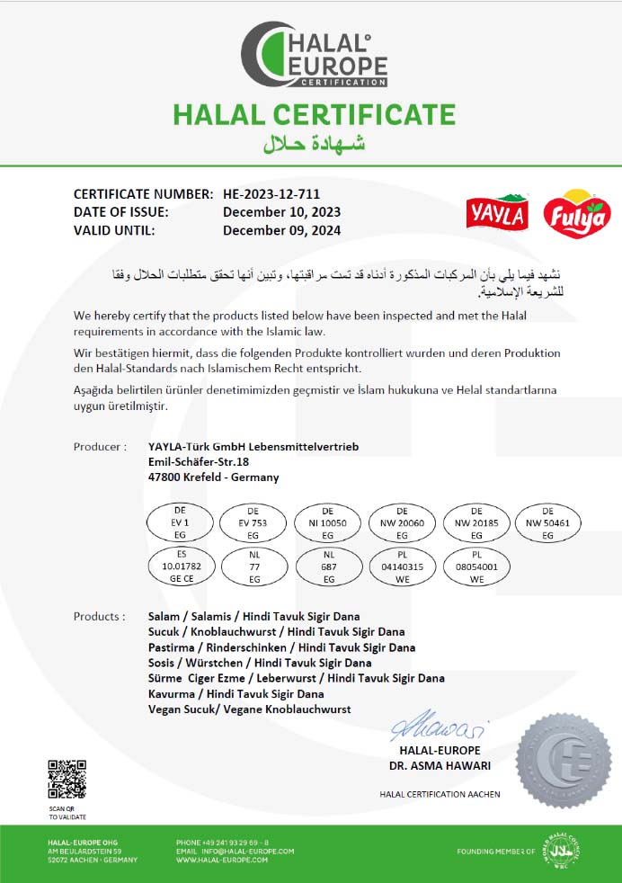 Halal Food & Certificate