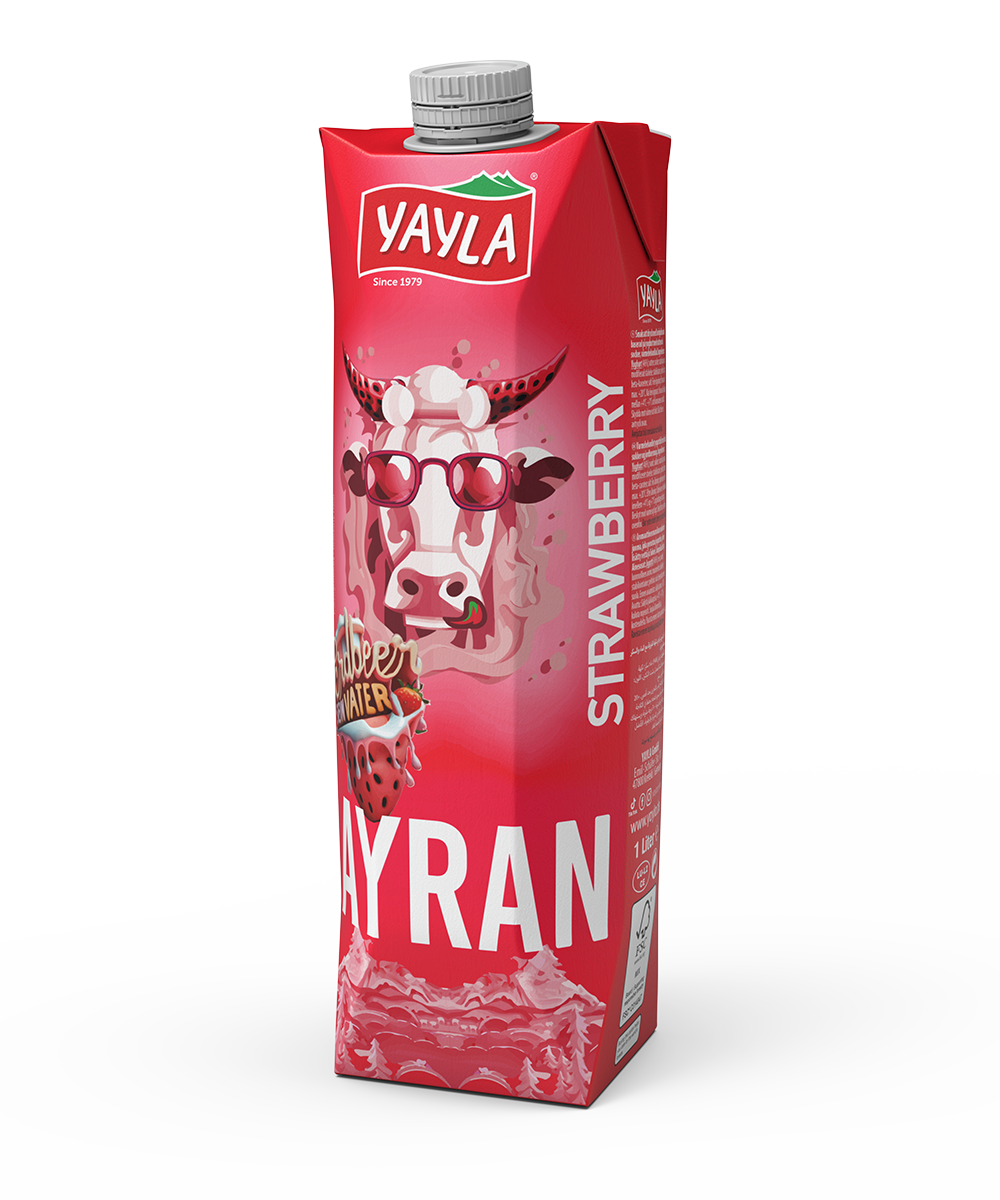 Ayran-Joghurt-Drink mit Erdbeer-Aroma nach türkischer Art